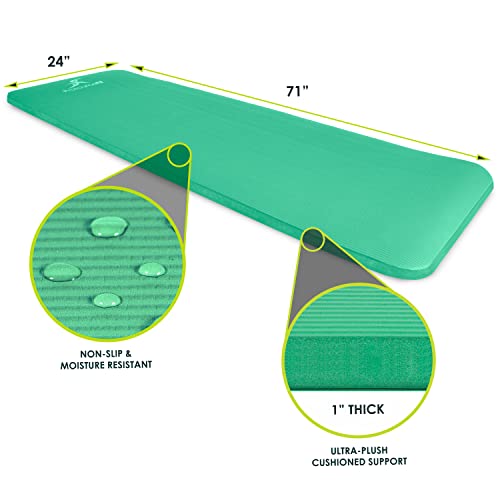 ProsourceFit - Alfombra Extra Gruesa para Yoga y Pilates, Verde, 2.5 cm grosor