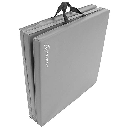 ProsourceFit Tri-Fold Folding Exercise Mat with Carrying Handles, 6-Feet Length x 2-Feet Width x 1.5-Inch Thickness, Grey