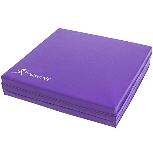 ProsourceFit Tri-Fold Folding Exercise Mat with Carrying Handles, 6-Feet Length x 2-Feet Width x 1.5-Inch Thickness, Purple