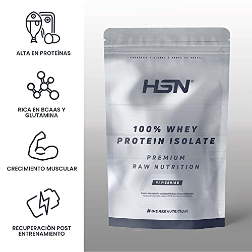 Proteína Aislada de Suero HSN | Sin Sabor 500 g = 16 Tomas por Envase | 100% Whey Protein Isolate | Suplemento para Ganar Masa Muscular | Rica en BCAAs y Glutamina | No-GMO, Vegetariano, Sin Gluten