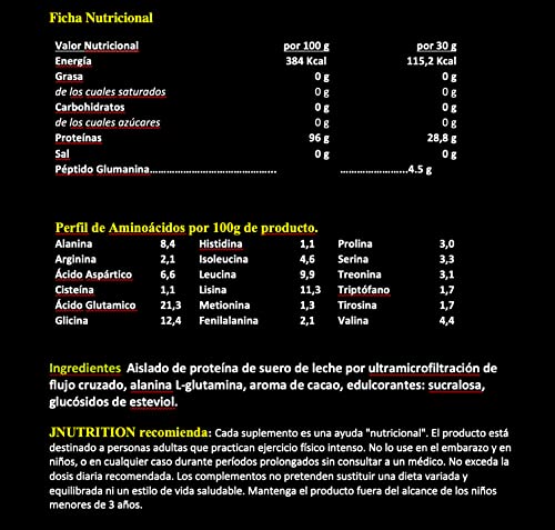 Proteína de suero AISLADO CERO AZÚCAR, CERO CARBOHIDRATOS, CERO LACTOSA, CERO GRASA, CERO GLUTEN, (CHOCOLATE)