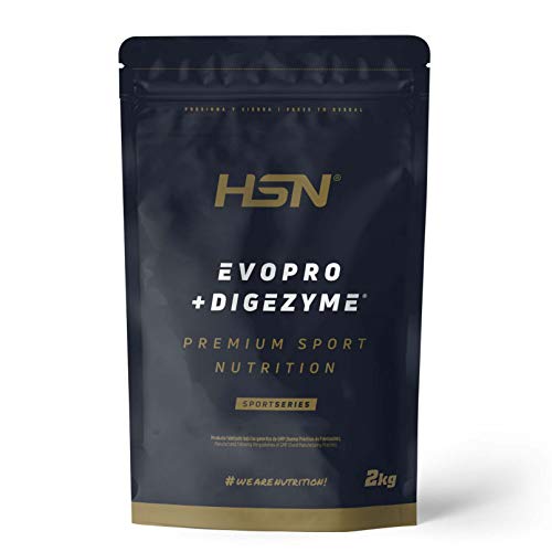 Proteína Secuencial Evopro de HSN | Sabor Café con Leche 2 Kg = 67 Tomas | Mezcla de Caseína + Whey | Con Enzimas Digestivas Digezyme | No-GMO, Vegetariano, Sin Gluten