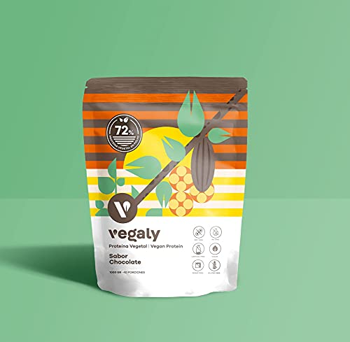 Proteína Vegana - CHOCOLATE - Excelente Disolución y Sabor - Proteína Vegetal en Polvo de Arroz Integral, Guisantes - Sin Soja. Sin Lactosa. Sin Azúcar. Sin Gluten. - 72% Proteína - Vegaly (1000g)