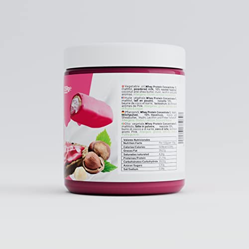 Protella - Cremas Proteicas - Protella Pink 250gr - Crema Rosa Proteica De Chocolate Con Avellanas Tostadas. Sin Azúcares Añadidos Y Sin Aceite De Palma Con 20% De Proteína