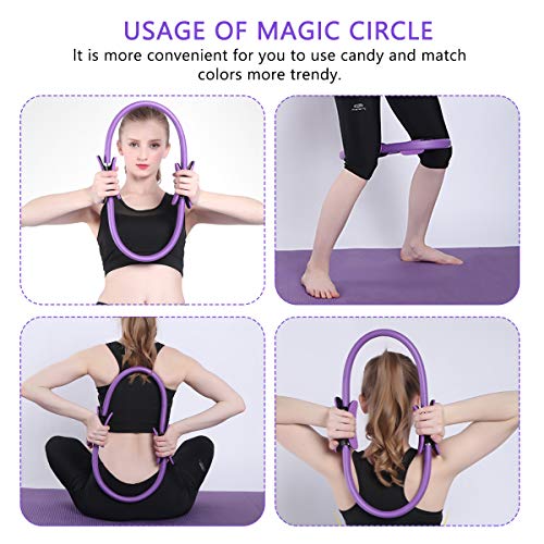 PROVO Yoga Aro Pilates, Anillo de Pilates con asaentrenamiento para Resistencia y Flexibilidad, Anillo Yoga Círculo Mágico para Fitnes Ring Pilates Círculo de Ejercicio Mágico para Quemar Grasa