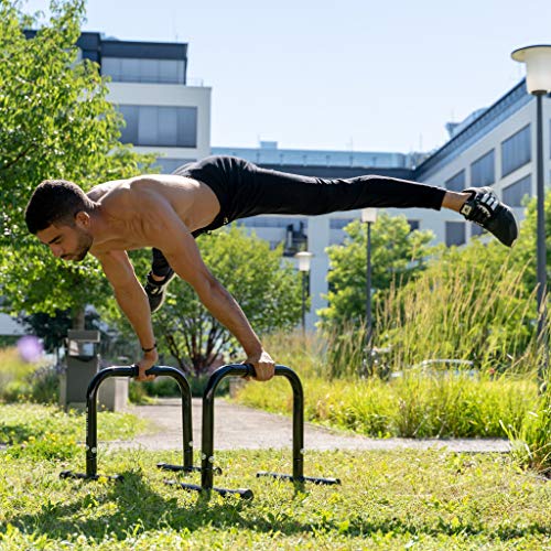 PULLUP & DIP Barras Paralelas, Fitness Parallettes De Acero Medianas Con Mango Extra Ancho para Calistenia, Gimnasia, y Crossfit, Interiores y Exteriores