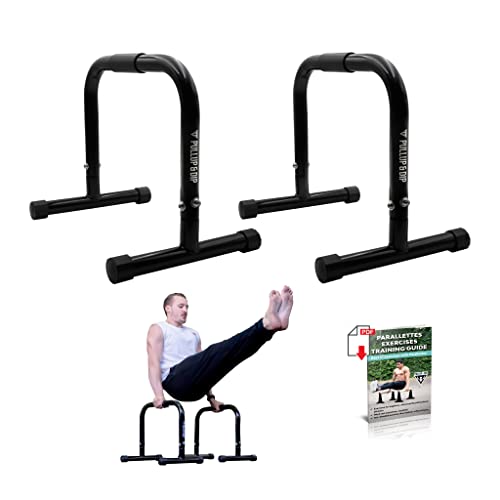 PULLUP & DIP Barras Paralelas, Fitness Parallettes De Acero Medianas Con Mango Extra Ancho para Calistenia, Gimnasia, y Crossfit, Interiores y Exteriores