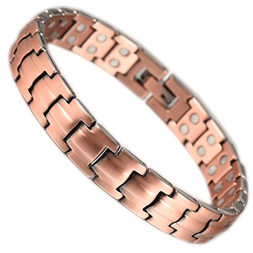 Pulsera magnética de Cobre con imanes extrafuertes 1200 Gauss para Mujer Joyas Wollet 19,5 CM / 10 MM para aliviar el Dolor de la Artritis