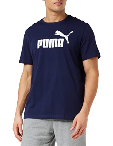 PUMA Essentials SS M tee Camiseta de Manga Corta, Hombre, Azul (Peacoat)