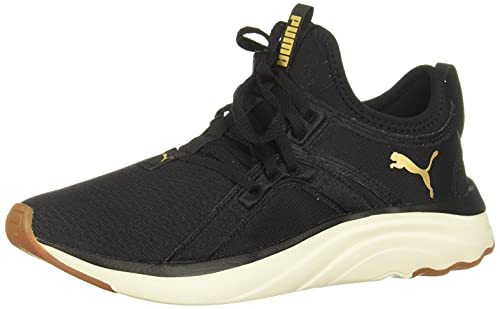 PUMA Women's SOFTRIDE Sophia Running Shoe, Black Team Gold-Marshmallow, 6