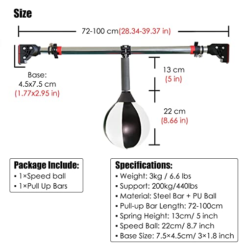 Punching Ball Saco de Boxeo para Puerta Colgante con Barra Giratoria, Bola Reflectante del Boxeo de la Velocidad de la pera del Marco de la Puerta, Equipo para Colgar Quick Punch / Kicking para El Eje