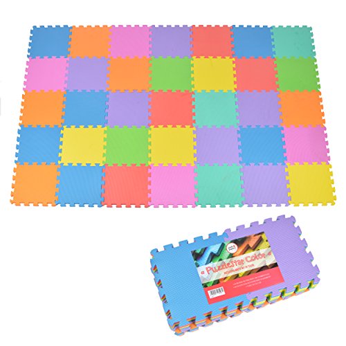 Puzzlestar Color, colchoneta para niños de 36 Piezas, colchoneta Antideslizante EVA - colchoneta Grande de 30x30x1cm Cada una - colchoneta para Puzzles