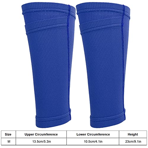 Pwshymi 1 par de Calcetines de fútbol para espinilleras, Buena Elasticidad, Protector de piernas, Calcetines de Doble Capa, espinilleras, Mangas de Malla Transpirable para pantorrillas(Youth/M)