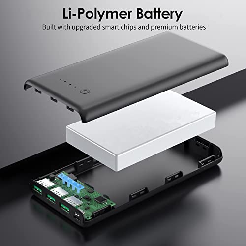 QTshine Batería Externa,【36800 mAh Gran Capacidad】 Power Bank Carga Rapida con Entrada Tipo C & 3 Salidas Cargador Portátil con 4 Luces LED para iPhone 13/12 Pro/12/11/XR/X, Samsung S20, iPad Tablet