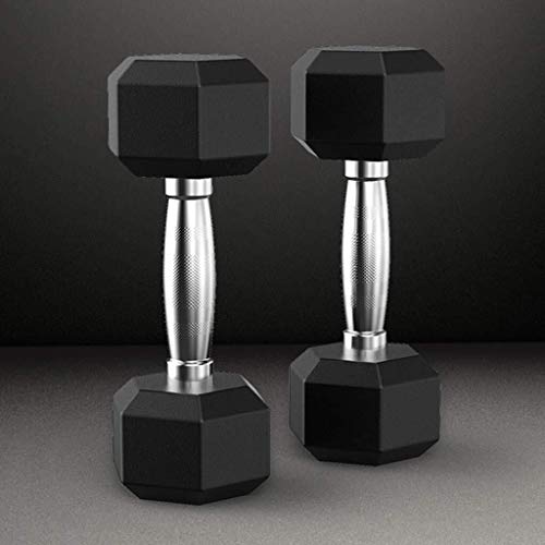 Queen Boutiques Ejercicio Fitness Barbell de 2 Piezas de Goma Hex Dumbbell Set, manija del Metal, del Entrenamiento y de la Aptitud con Mancuernas Entrenamiento Casa Pesas (tamaño : 5 lbs)