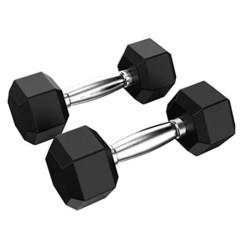 Queen Boutiques Ejercicio Fitness Barbell de 2 Piezas de Goma Hex Dumbbell Set, manija del Metal, del Entrenamiento y de la Aptitud con Mancuernas Entrenamiento Casa Pesas (tamaño : 5 lbs)