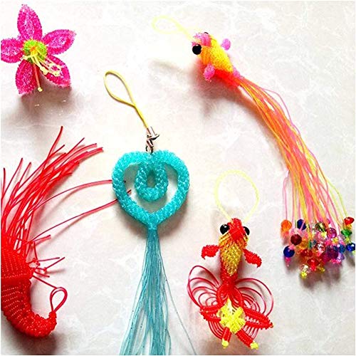 Queta 200 PCS hilo Plastico, Cuerda de Colores,Cordón Plástico,Hueco Plástico Hilo, para la Pulsera Llavero DIY, con 10 Ganchos Llaveros,20 Colores