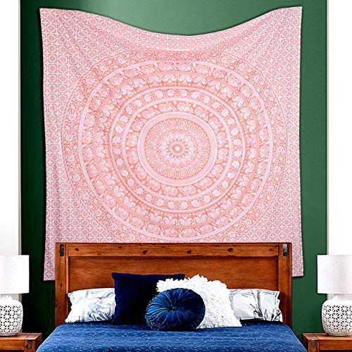 Raajsee Tapiz dorado metálico para colgar en la pared, mandala, bohemio, decoración de dormitorio, tapices hippie, ropa de cama bohemia, colcha, esterilla de yoga