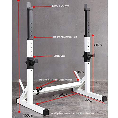 Rack Sentadillas Multifuncional Soporte para Mancuernas Rack Soporte Barra Press Banca Pesas Equipos de Ejercicios Acero Carga MAX.250 kg Regulable Soporte Almacenamiento