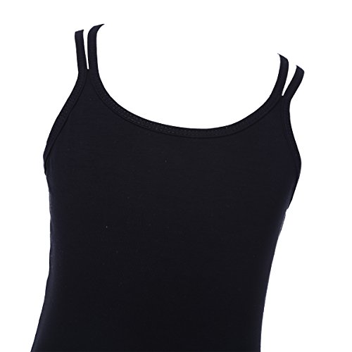 ranrann Maillot de Danza Ballet para Niña Tirantes Elástico Leotardo Body de Gimnasia Rítmica Correas Cruzadas Ropa Deporte de Yoga Baile Bailarina Negro 12-14 años