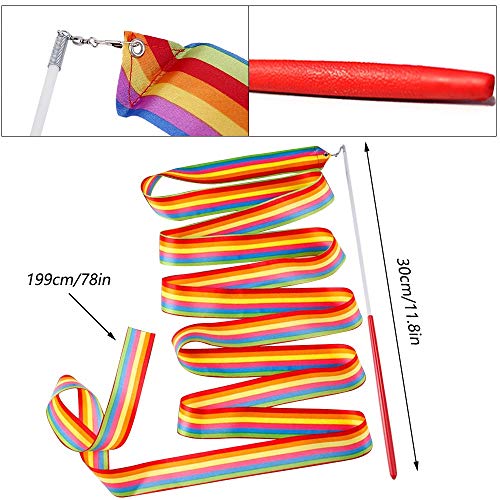 Rayong 4 Piezas Color Cintas de Baile 2 Metros Cintas de Gimnasia Rítmica,para Niñas Bailarinas Gimnasia Entrenamiento Actividades Divertidas