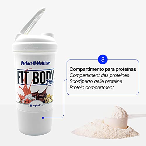 Rc Ocio Mezclador de Proteínas/Batidos Fitnet Vaso - Botella Shaker Coctelera 600ml, Bebidas de Fitness, Smoothies (Libre de BPA) con medidor en ml y oz