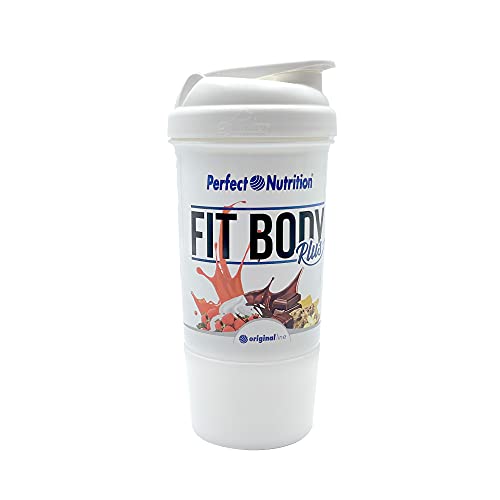 Rc Ocio Mezclador de Proteínas/Batidos Fitnet Vaso - Botella Shaker Coctelera 600ml, Bebidas de Fitness, Smoothies (Libre de BPA) con medidor en ml y oz