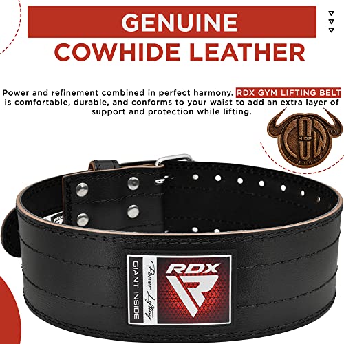 RDX Gimnasio Cinturon Musculacion Power Lifting Entrenamiento, 6mm Cowhide Cuero Lumbar Doble Hebilla Peso Levantamiento Cinturón para Gym Fitness Halterofilia Ejercicio De Físico Deadlifts