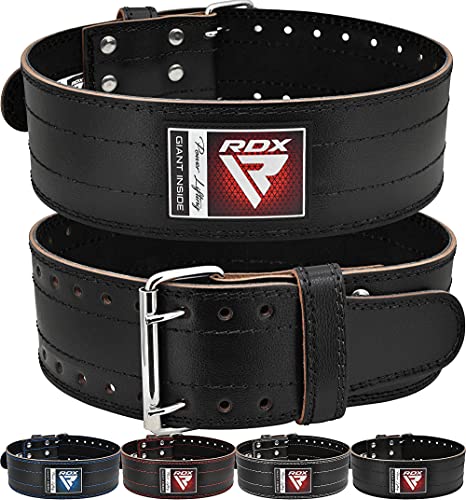 RDX Gimnasio Cinturon Musculacion Power Lifting Entrenamiento, 6mm Cowhide Cuero Lumbar Doble Hebilla Peso Levantamiento Cinturón para Gym Fitness Halterofilia Ejercicio De Físico Deadlifts