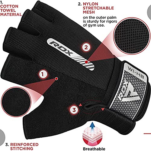 RDX Guantes Gimnasio Transpirable Gel Acolchado Antideslizante, Fitness Sports Guante Protección Palma Hombre y Mujer Entrenamiento Ciclismo Equipo de Gimnasio en Casa para Ejercicio