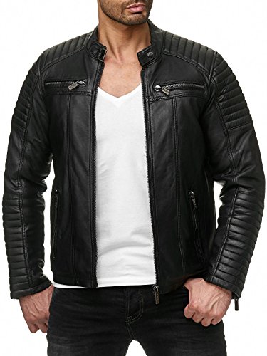 Redbridge Chaqueta de Hombres Cuero Sintético Moda Casual Negro L