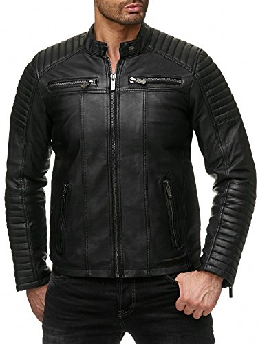 Redbridge Chaqueta de Hombres Cuero Sintético Moda Casual Negro L