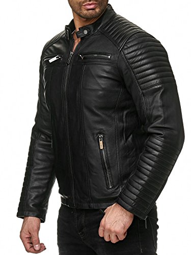 Redbridge Chaqueta de Hombres Cuero Sintético Moda Casual Negro L