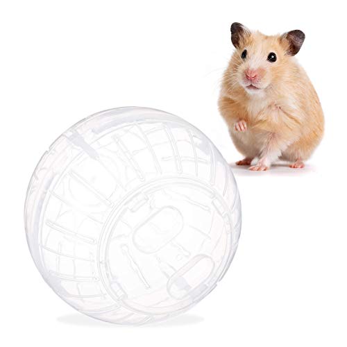 Relaxdays Bola Hámster Juguete para Roedores, Plástico Transparente, 14 cm