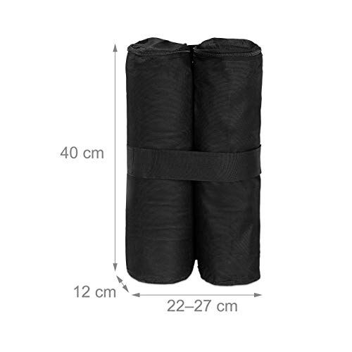 Relaxdays Peso para Carpa, Pesas para Patas, Rellenar con Arena, 10 kg por Pata, 4 Uds., Negro