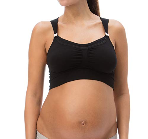 RelaxMaternity 5702 (Negro, XXL) Sujetador Maternidad para Lactancia con Copas Que se Pueden Abrir con Ganchos