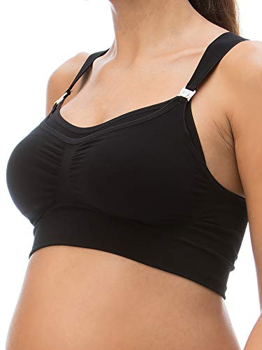 RelaxMaternity 5702 (Negro, XXL) Sujetador Maternidad para Lactancia con Copas Que se Pueden Abrir con Ganchos