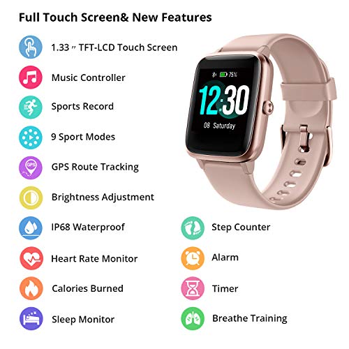 Reloj Inteligente Mujer Hombre, Smartwatch con Pulsómetro, Pulsera Actividad Inteligente con Cronómetros Podómetro Caloría,Monitor de Sueño, Impermeable IP68 Mujer Reloj para Android iPhone