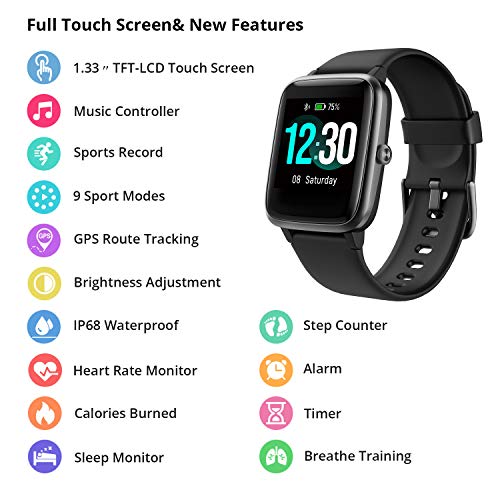 Reloj Inteligente Mujer Hombre, Smartwatch con Pulsómetro, Pulsera Actividad Inteligente con Cronómetros Podómetro Caloría,Monitor de Sueño, Impermeable IP68 Mujer Reloj para Android iPhone