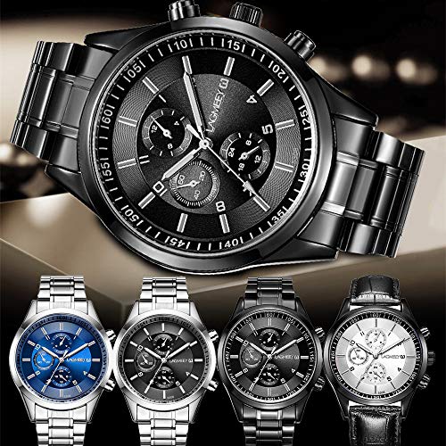 Relojes Hombre Cronógrafo Decorativo Relojes Negro Hombres Sencillo con Acero Inoxidable