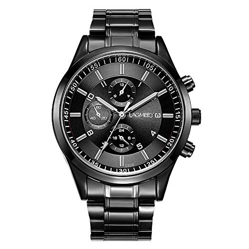 Relojes Hombre Cronógrafo Decorativo Relojes Negro Hombres Sencillo con Acero Inoxidable