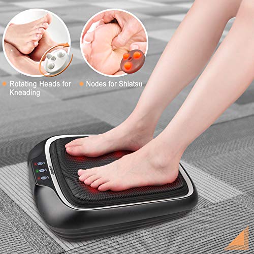 RENPHO Masaje Eléctricos de pies con calor, Masajeador eléctrico de pies Shiatsu,Masajeadores para pies de amasamiento profundo con cubierta extraíble para fascitis plantar, neuropatía y pies cansados