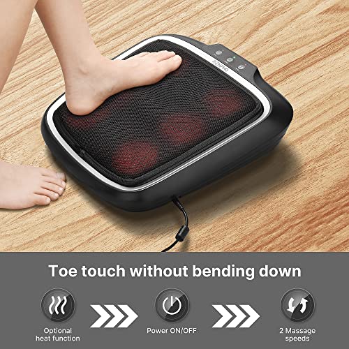 RENPHO Masaje Eléctricos de pies con calor, Masajeador eléctrico de pies Shiatsu,Masajeadores para pies de amasamiento profundo con cubierta extraíble para fascitis plantar, neuropatía y pies cansados