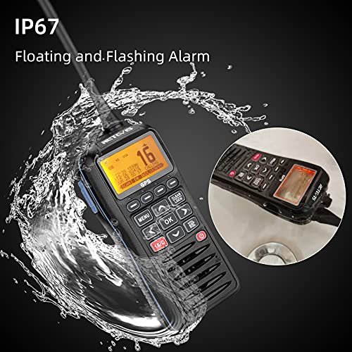 Retevis RM40 Radio Marina GPS, IP67 Impermeable, Profesional DSC Radio Marina Portátil, Radio Bidireccional Flotante, Transceptor Marino para Rescate, Guardacostas (Negro, 1 Pieza)