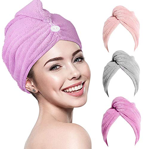 RIGHTWELL Toalla De Secado RáPido 3 pcs Toalla Secadora De Pelo, Fuerte AbsorcióN De Agua, Toalla De Microfibra Suave Y CóModa, Adecuada para Todos Los Estilos De Cabello