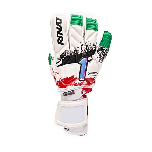 Rinat Asimetrik Prime Pro Guante De Portero, Unisex Adulto, Blanco/Verde/Rojo, 8