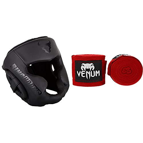 Ringhorns Charger Cascos de Boxeo, Unisex Adulto, Negro/Negro, Talla única + Venum Kontact Vendas De Boxeo, Unisex Adulto