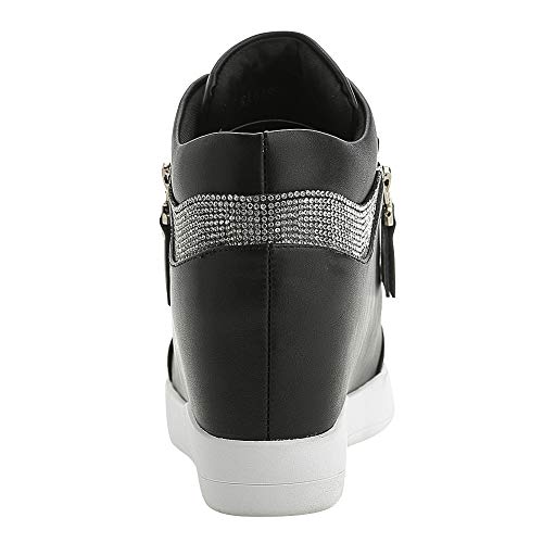 rismart Mujer Cuña Plataforma Botín Elegante Deportivos Zapatillas Zapatos SN15018(Negro,37 EU)