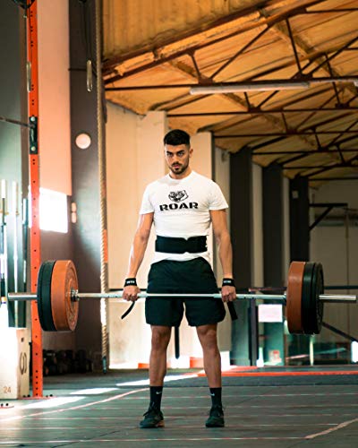 Roar Correas Levantamiento de Pesas Profesionales, Agarres para Gym, Agarraderas Gimnasio Peso Muerto Crossfit (Blanco/Negro)