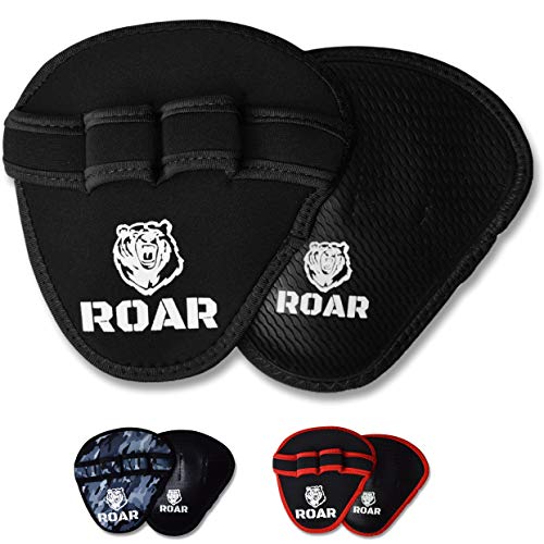 Roar® Guantillas Gimnasio, Grip Pad, Almohadilla Barra Gimnasio, Grip Power Pads, Grip Gym, Grip Gimnasio, Guantes Grip para Gym Hombre Y Mujer Fitness, Calleras Gimnasio, Gloves Gym (Negro)